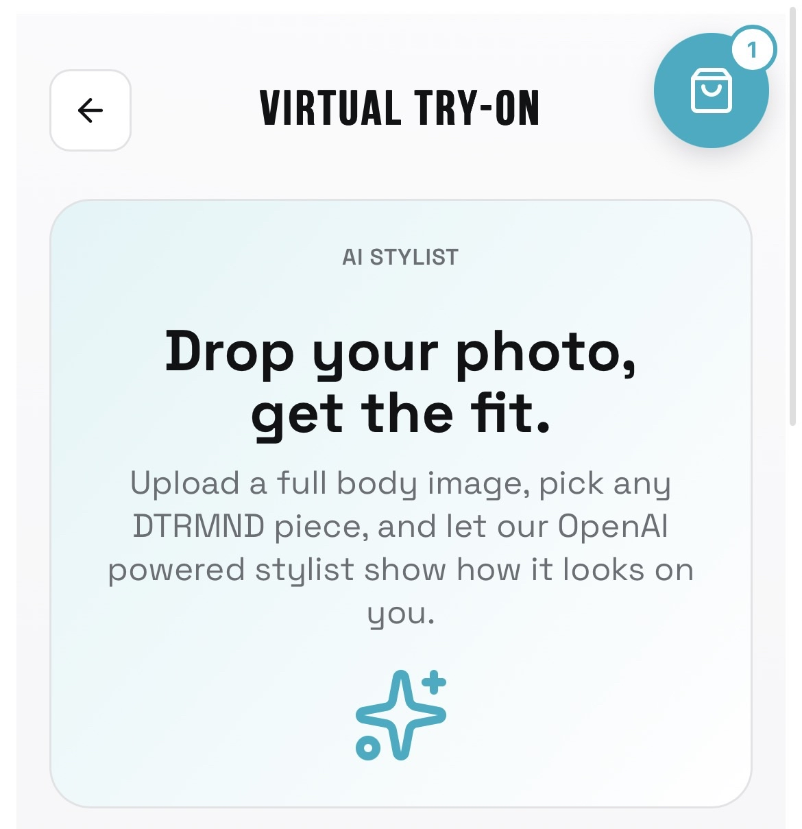 DTRMND AI virtual try-on screen